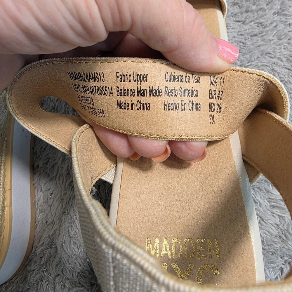 Madden NYC Wedge Sandals Cream Espadrille Platform‎ Elastic Women 11 NEW